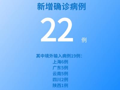 國家衛健委：7月4日新增新冠肺炎確診病例22例其中本土病例3例